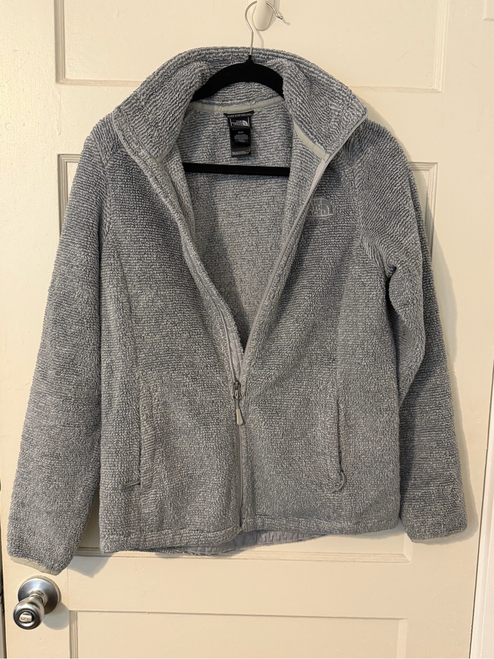 The North Face Women's Heather Gray Teddy Fleece Zip-Up Jacket
